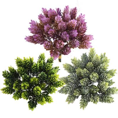 China Realistic/Long Lasting Imitation Flower Wholesale Artificial Succulent Plants Pinecone Pinecone Grass Plant Wall Fake For Wedding Decoration for sale