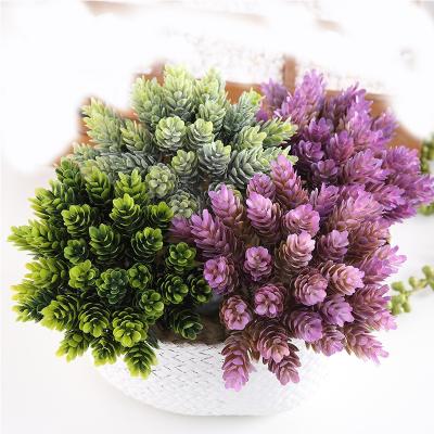 China Realistic/Long Lasting Imitation Flower Wholesale Artificial Succulent Plants Pinecone Pinecone Grass Plant Wall Fake For Wedding Decoration for sale