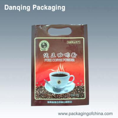 China Flexible Coffee Bean Bags Packaging Three Side Seal Pouches With Handle Hole for sale