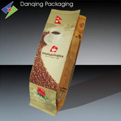 China Vivid Printed Plastic Side Gusset Coffee Packaging Bags with Flat Bottom for sale