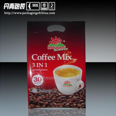 China Easy Tear Food Packing Film Coffee Packaging Plastic Bags With Handle Hole for sale