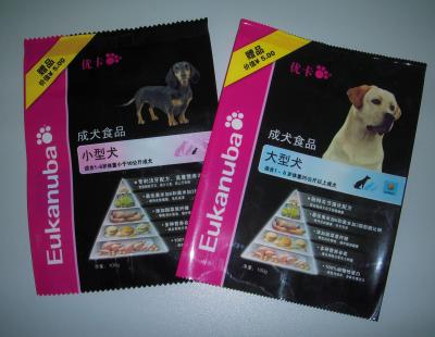 China Vivid Printed Clear Plastic Three Side Seal Bags, Pet Food Pouches With Sawtooth for sale