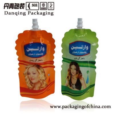 China Customaized Stand Up Pouch with Spout Packaging for Body Lotion Bag for sale