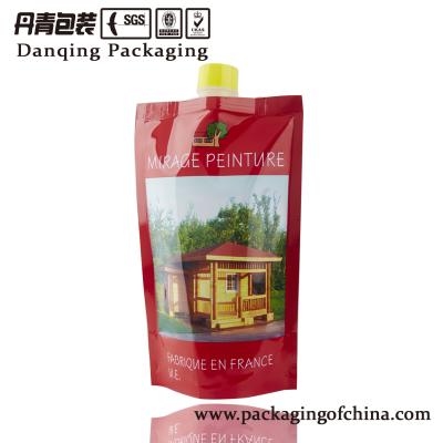 China 500ml Peinture Chemical Stand Up Pouches With Spout , Strong Sealing Strength for sale