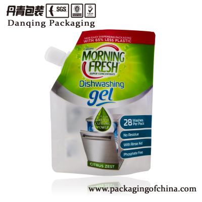 China PE 450-700ml Dishwashing Liquid Spout Bags D0114 Spout Pouch Packaging for sale