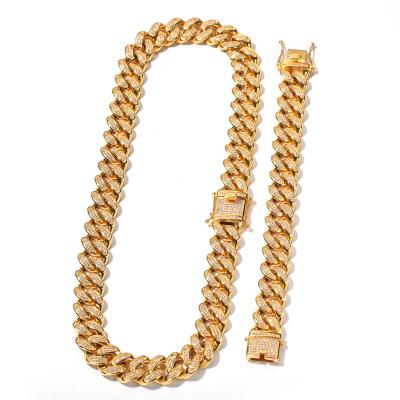 China Hiphop Hip Hop Iced Out Paved Full CZ 20MM 316L Stainless Steel Miami Restriction Miami Cuban Chain Bling Necklaces For Men Jewelry for sale