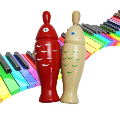 China Educational High Quality Musical Fish Shape Wooden Temple Blocks Instrument For Kids for sale