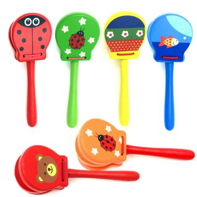 China Musical Instruments Percussion Educational Wooden Musical Instrument Wooden Castanets Clatters for sale