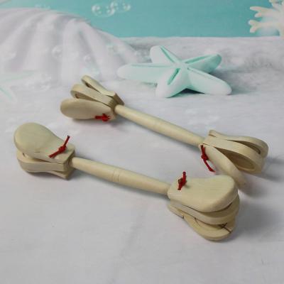 China Children learning & Type exercise; Musical Enlightenment Orff Instrument Musical Instrument OEM Nature Color Double Wooden Castanets Hand Clasp for sale