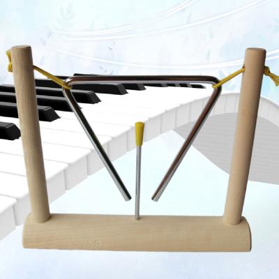 China Educational Wholesale Children's Percussion Instruments Metal Triangle With Wooden Frame for sale