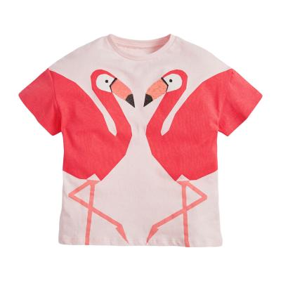 China Guangzhou anti-shrink factory direct sales fashion cotton children's summer short sleeve children's cartoon flamingo T-shirt for sale