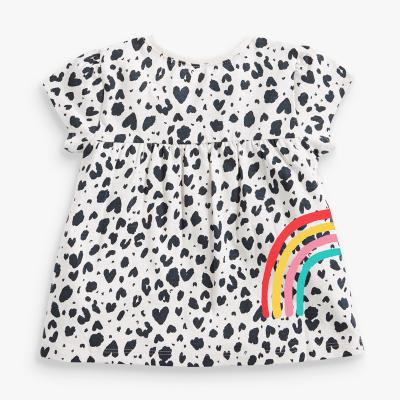 China Little girls cotton summer dress rainbow print girls summer boutique anti-shrink T-shirt for sale