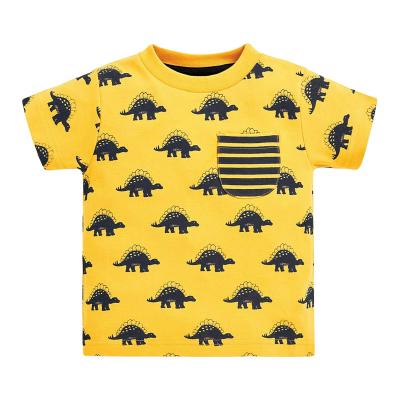 China Children Anti-Shrink Knit Print T-shirt Boys' Dinosaur Print Daily Casual Home Clothing for sale