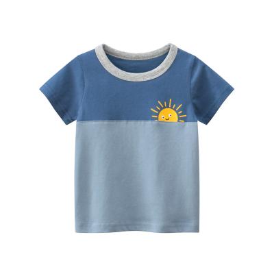 China Cute Little Sun Print T-shirt Boys Summer Casual Clothing Two-Tone Anti-Shrink for sale