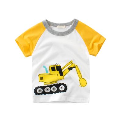 China 3 Year Old Child's Construction Anti-shrink Excavator Vehicle Favorite T-shirt Printed Little Boys Clean Clothing for sale