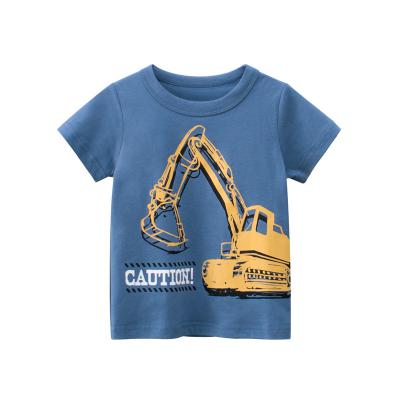 China 4 Year Old Child's Construction Anti-shrink Excavator Vehicle Favorite T-shirt Printed Little Boys Clean Clothing for sale