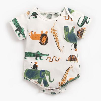 China Cotton Cute Cartoon Animal Print 100% Cotton Knit Rompers Baby Boy Baby Clothes for sale