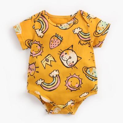 China Cotton Cute Cartoon Animal Print 100% Cotton Knit Rompers Baby Boy Baby Clothes for sale