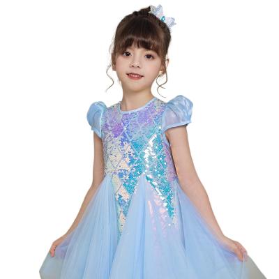 China 2021 New Design Fancy Design Kids Party Apparel Kids Dresses Mesh Princess Sequined Skirt Washable Flower Girl Dress for sale