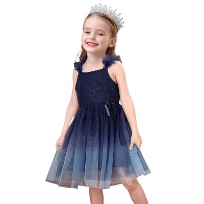 China New 2021 Summer Washable Girls Dress Mesh Puff Dress Off Shoulder Children Dress for sale