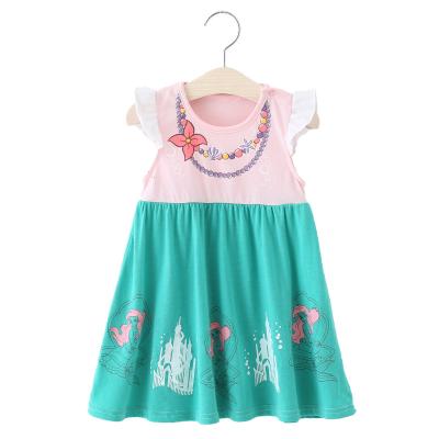 China Logo Girls Princess Dress Ruffles Customized Breathable Sleeve Summer Kids Clothes Girls Dresses for sale