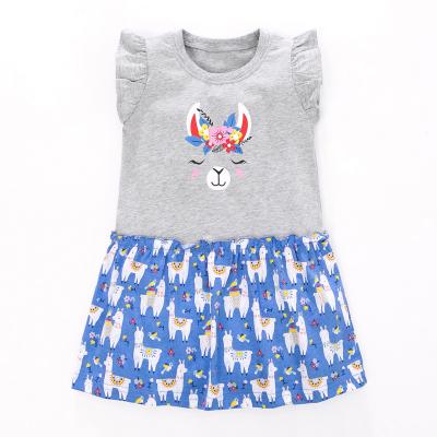 China Anti-wrinkle cute alpaca print casual daily girls dress for sale