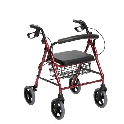 China Foldable Aluminum Wheels Storage Seat Bag Backrest Soft Convenient Medical Rollator Walker for sale