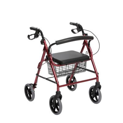 China Foldable Rollator Comfortable Backrest Handles Convenient Lightweight Aluminum Foldable Walker for sale