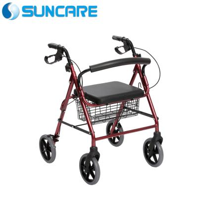 China Handicapped Lightweight Medical Rollator Aluminum Foldable Strong Bearer Walker Convenient for sale