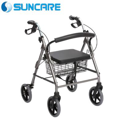 China Foldable Rollator Wheels Comfortable Backrest Handles Aluminum Lightweight Walker for sale