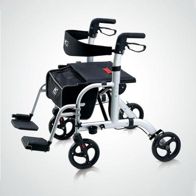 China Foldable European Style Aluminum Walker Aid Older Rollator With Adjustable Handle for sale