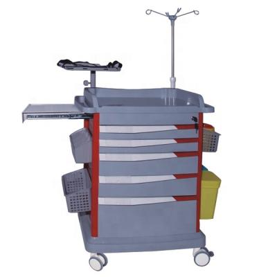 China With Wheel Hospital ABS Medical First Aid Trolley With Sided Medicine Box, 5 Drawers For Hospital Use SC-C06A for sale