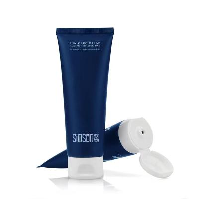 China 120ml Cosmetic Blue Plastic Tubes PP Cosmetic Hand Cream Plastic Soft Tube Packaging With Flip Cap for sale