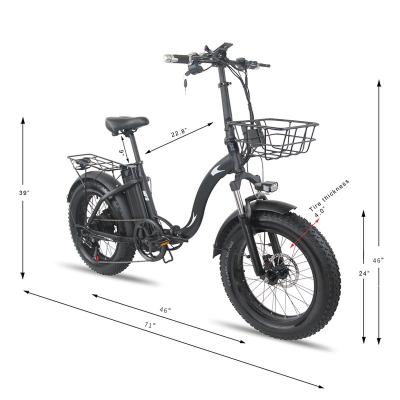 China Aluminum Alloy Foldable Electric Bicycle 20 Inch Fat Tire 48v 13ah 500w Motor 100km Chain Step Through 7 Speed ​​Moped Electric Bike for sale