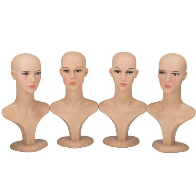 China With Display Wholesale Plastic Wig Neck Wig Mannequin Faceless White Head Long With Shoulders for sale