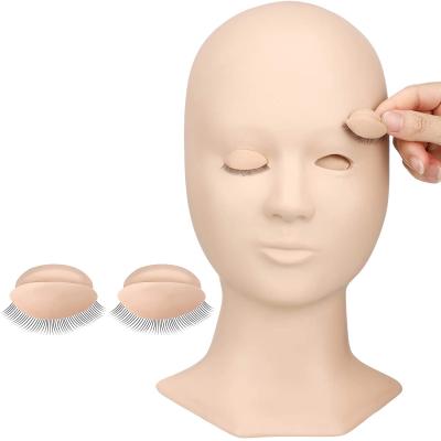 China Inflatable Makeup Training Eyelash With Removable Eyelids And Eyelashes For Eyelash Extension Training Silicone Mannequin Flat Heads for sale