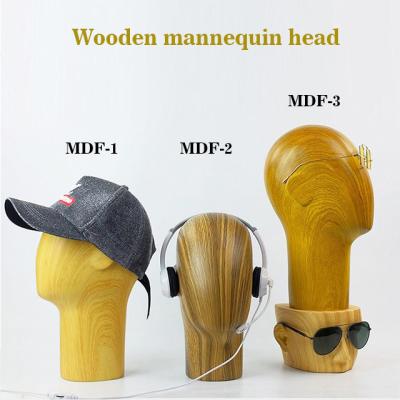 China JEWELRY SHOWS Wholesale Wooden Display Racks Stand Wooden Mannequin Head Wooden Head For Hat Scarf For Earphone Display for sale