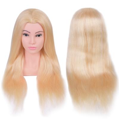 China Tranining Mannequin Heads 100% Blonde Hair Training Head With Shoulder Length Hair Styling Realistic Mannequin Head Dye Coloring Dolls for sale