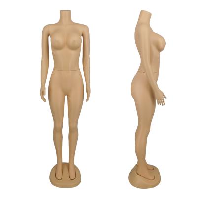 China Hot Selling Full Body Big Bust Size Female Headless Mannequin Plastic Skin Color Plus Mannequin For Clothes Display for sale