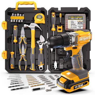 China 81PC Home Garage Tool Kit with 18V Drill Driver Professional Steel Masonry Wood Bit Werkzeuge DT30335Y-1 for sale