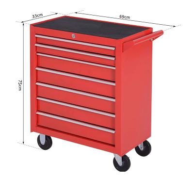 China New Version 7 Drawer Table Workbench Organizer Drawer Trolley Tool Kit Garage Storage Professional Aluminum Tool Cabinet Ball Bearing Slide for sale