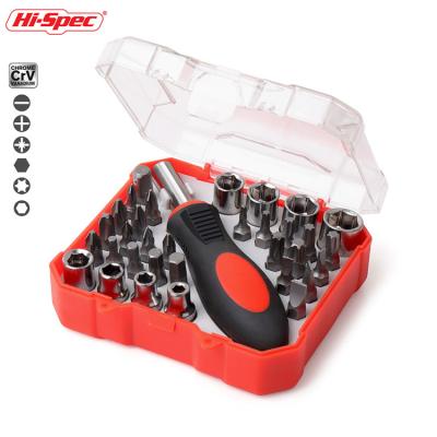 China Hispec Steel 34 Pieces 1/4 Inch Socket Set Screwdriver Bit Torque Open End Wrench Repair Hand Tools for sale