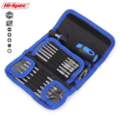 China HiSpec 25pc Plastic Extra Long Reach Multi Screwdriver Bit Set Torx Screwdriver in Tool Bag for sale