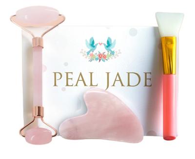 China Natural Jade Stone Gua Roller Body Massager Roller Rose Quartz Jade Roller Face Lift Facial Scraper Face Lifting Beauty Tool for sale