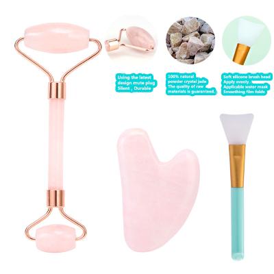 China Face Lift Gua Sha Tools Custom Green Facial Roller Jade For Face Stone / 3d Face Massage Jade Roller Set for sale