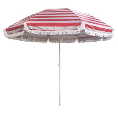 China Coastal Stripe Beach Umbrella with Tassles for sale