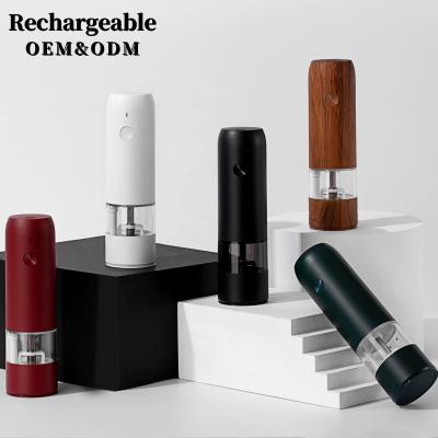 China Viable Built-in Electric Lithium Battery Salt and Pepper Mill Rechargeable Pepper Grinder Machine for sale