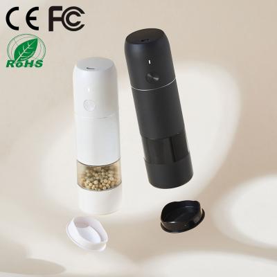 China Viable Custom Logos Rechargeable Adjustable USB Pepper Mill Stainless Steel Salt and Pepper Grinder Electric Grinder for sale