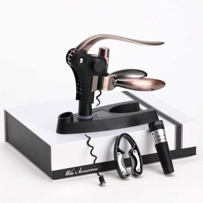 China Viable 5 In 1 Rabbit Wine Opener Set Corkscrew Wine Opener Zinc Alloy Andles With Aluminum Cutter Gift Set for sale