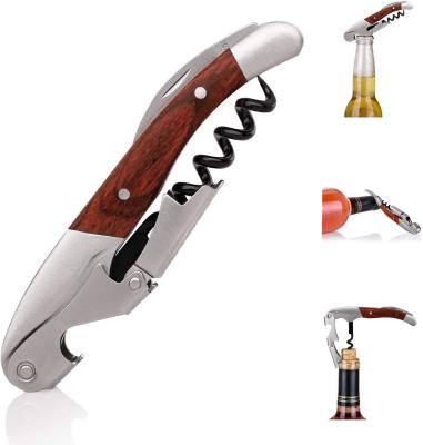 China Exlusive Viable Wine Opener Stainless Steel Rosewood Handle Wine Corkscrew Wine Bottle Opener for sale